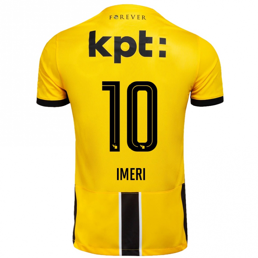 Kids Football Kastriot Imeri #10 Yellow Black Home Jersey 2024/25 T-Shirt Uk