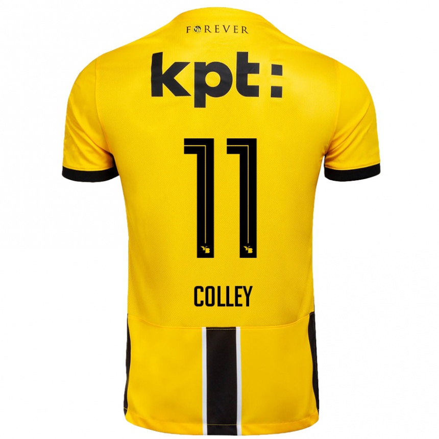 Kids Football Ebrima Colley #11 Yellow Black Home Jersey 2024/25 T-Shirt Uk