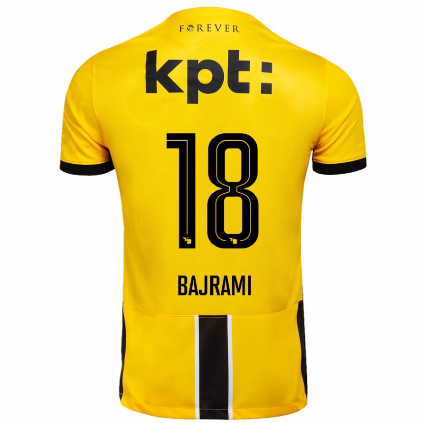 Kids Football Ardian Bajrami #18 Yellow Black Home Jersey 2024/25 T-Shirt Uk