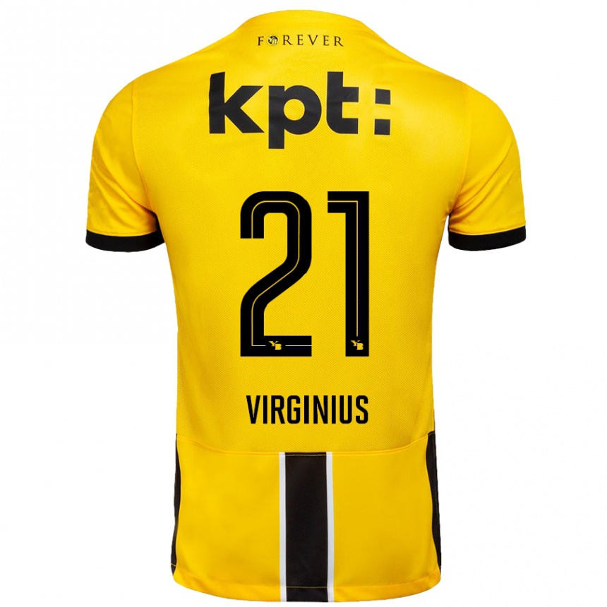 Kids Football Alan Virginius #21 Yellow Black Home Jersey 2024/25 T-Shirt Uk