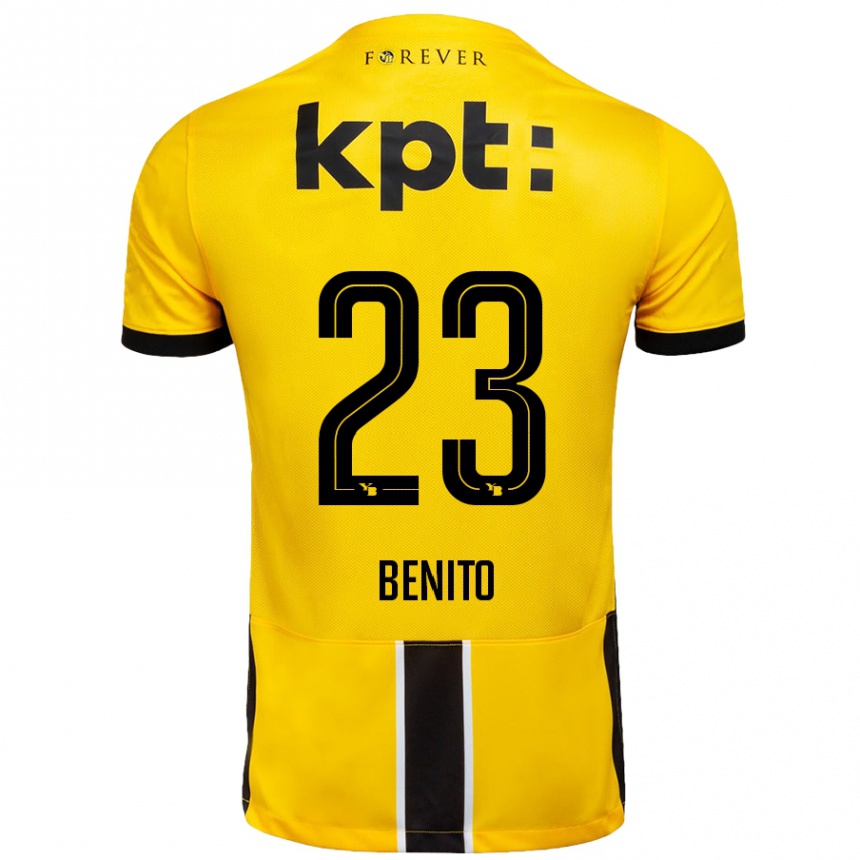 Kids Football Loris Benito #23 Yellow Black Home Jersey 2024/25 T-Shirt Uk