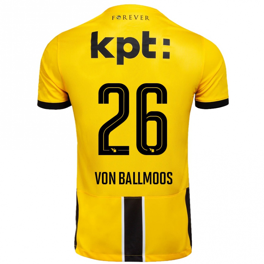 Kids Football David Von Ballmoos #26 Yellow Black Home Jersey 2024/25 T-Shirt Uk