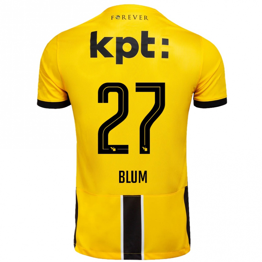 Kids Football Lewin Blum #27 Yellow Black Home Jersey 2024/25 T-Shirt Uk