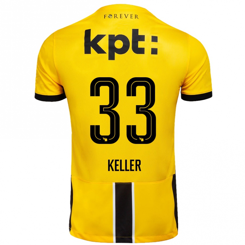 Kids Football Marvin Keller #33 Yellow Black Home Jersey 2024/25 T-Shirt Uk