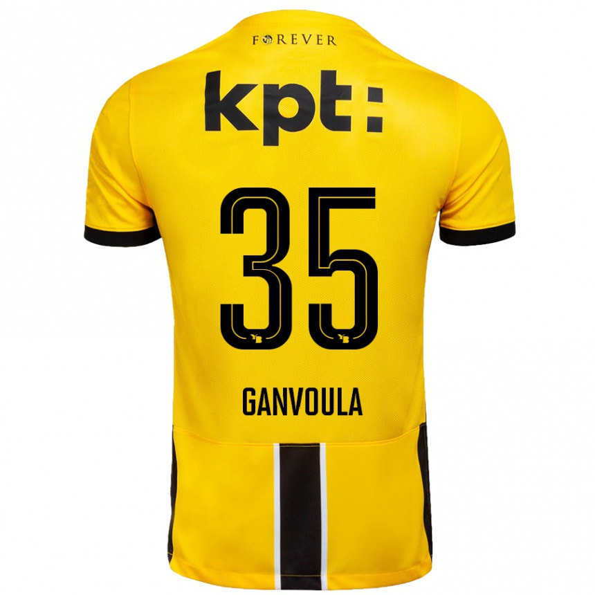 Kids Football Silvere Ganvoula #35 Yellow Black Home Jersey 2024/25 T-Shirt Uk