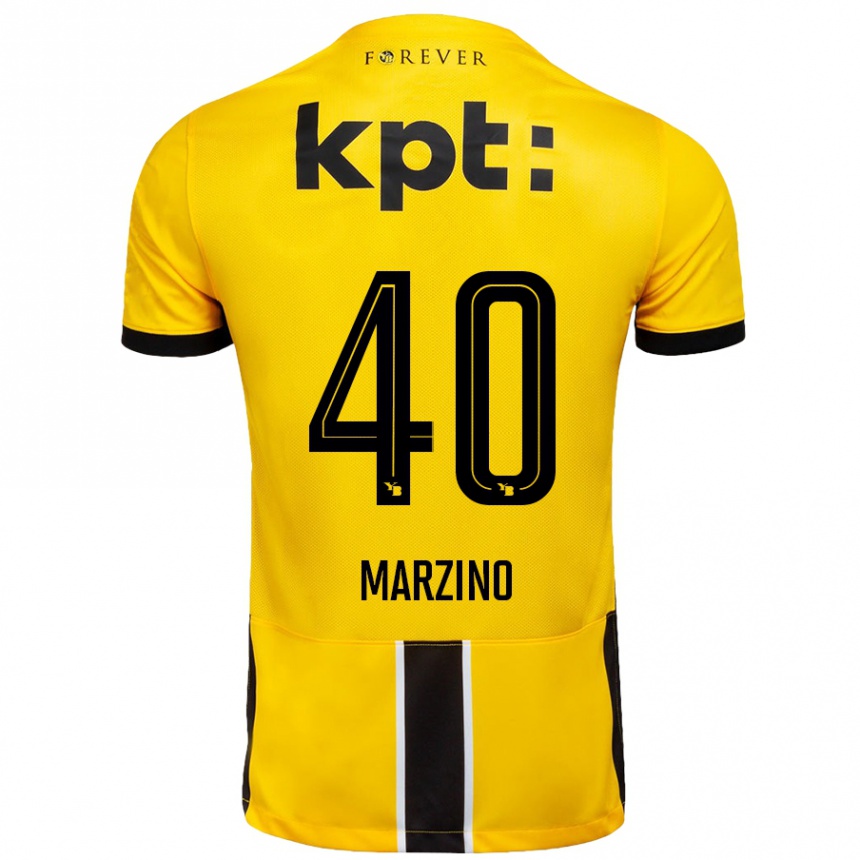 Kids Football Dario Marzino #40 Yellow Black Home Jersey 2024/25 T-Shirt Uk