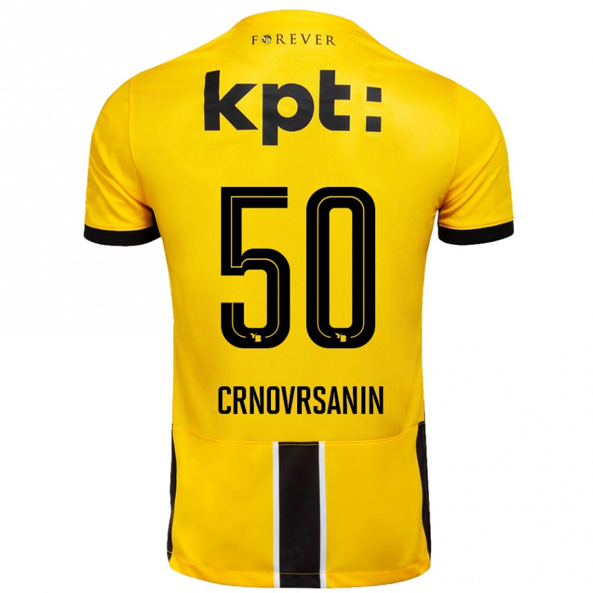 Kids Football Sadin Crnovrsanin #50 Yellow Black Home Jersey 2024/25 T-Shirt Uk