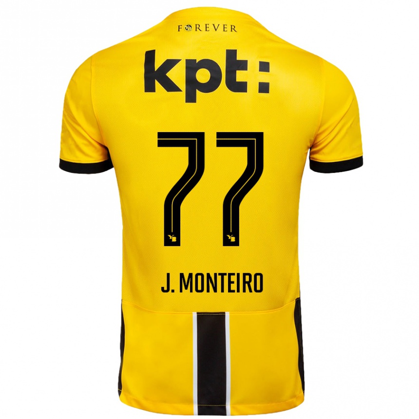 Kids Football Joël Monteiro #77 Yellow Black Home Jersey 2024/25 T-Shirt Uk