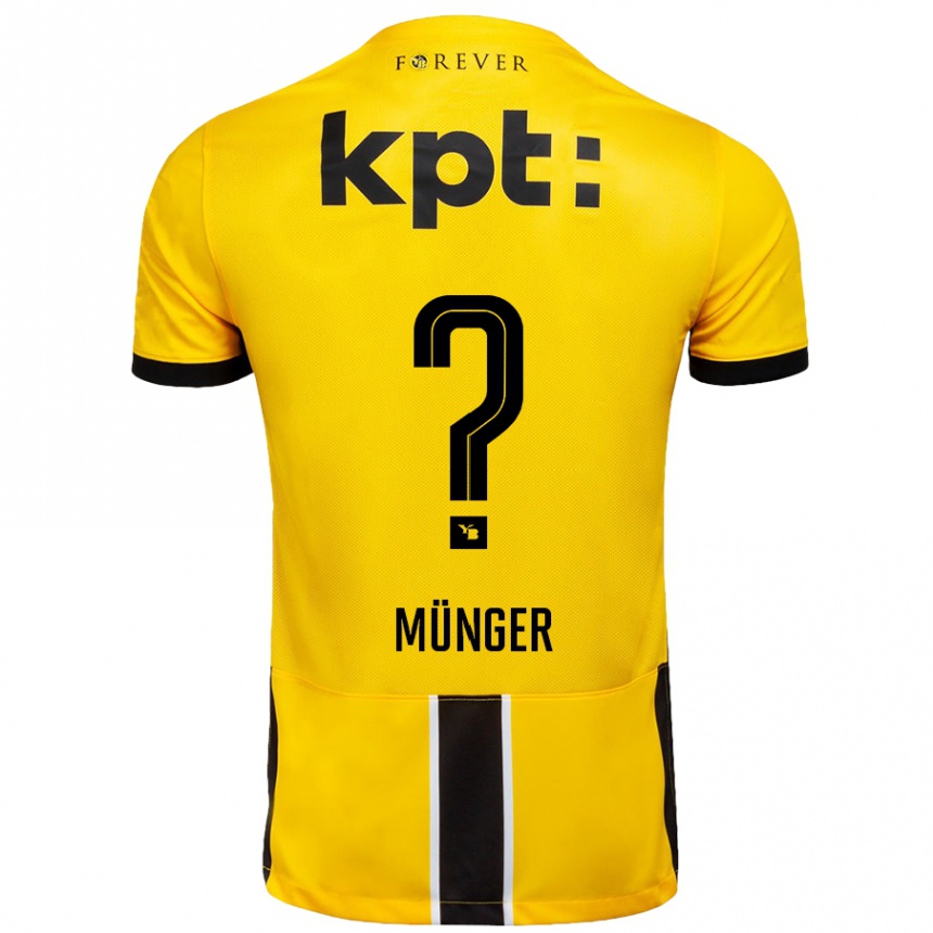 Kids Football Nil Münger #0 Yellow Black Home Jersey 2024/25 T-Shirt Uk