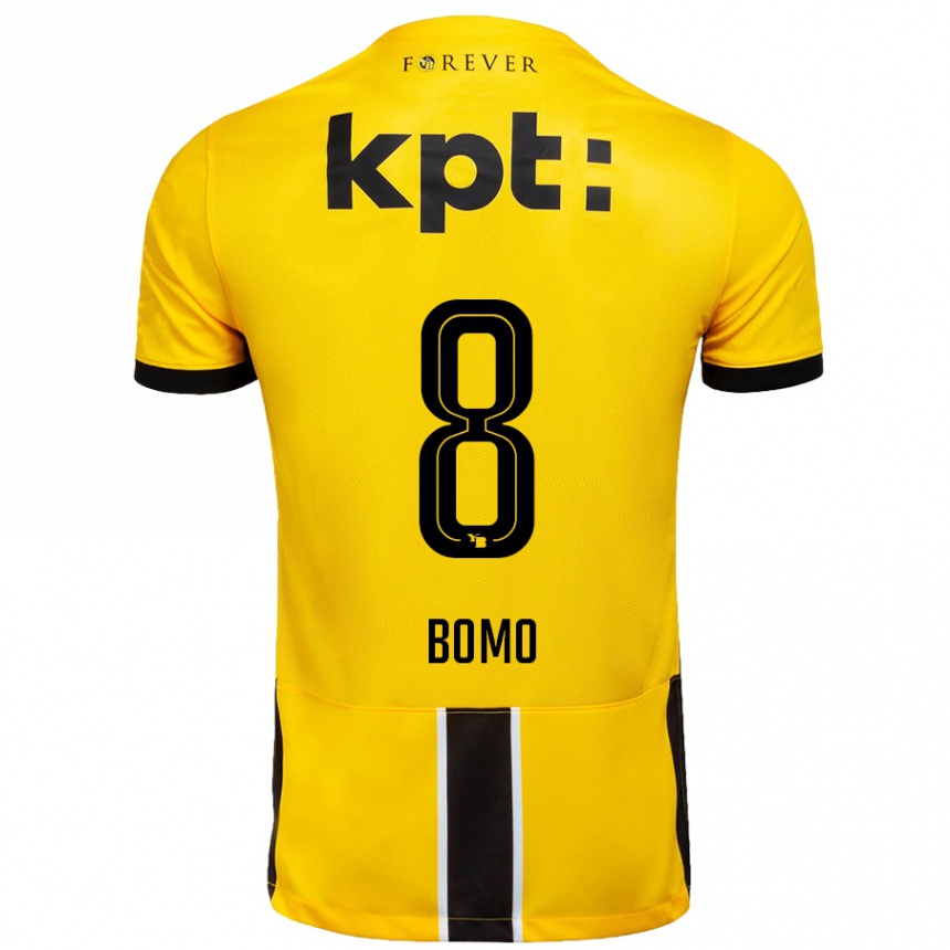 Kids Football Jacques Bomo #8 Yellow Black Home Jersey 2024/25 T-Shirt Uk