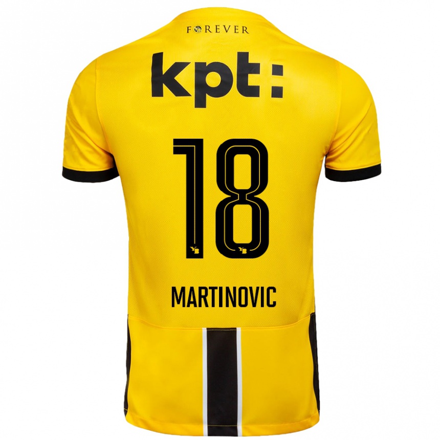 Kids Football Denis Martinovic #18 Yellow Black Home Jersey 2024/25 T-Shirt Uk