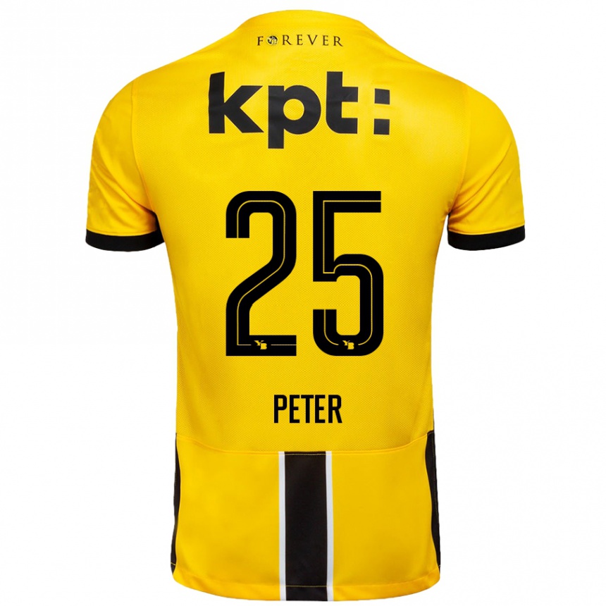 Kids Football Luc Peter #25 Yellow Black Home Jersey 2024/25 T-Shirt Uk