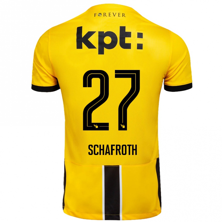 Kids Football Reto Schafroth #27 Yellow Black Home Jersey 2024/25 T-Shirt Uk