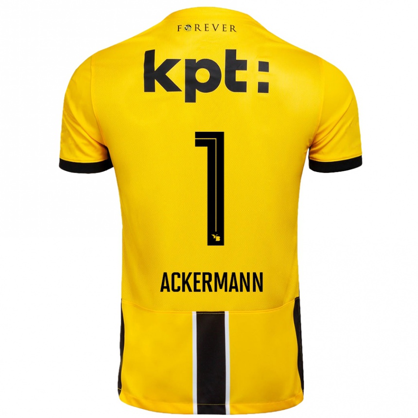 Kids Football Jara Ackermann #1 Yellow Black Home Jersey 2024/25 T-Shirt Uk