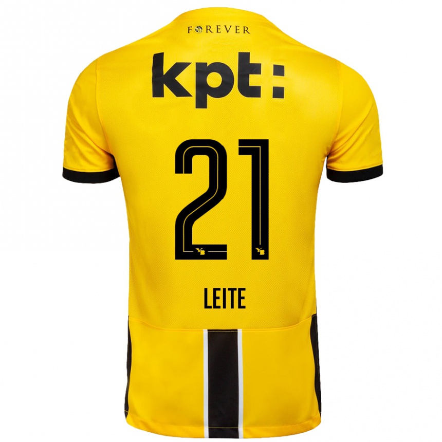 Kids Football Ana Leite #21 Yellow Black Home Jersey 2024/25 T-Shirt Uk