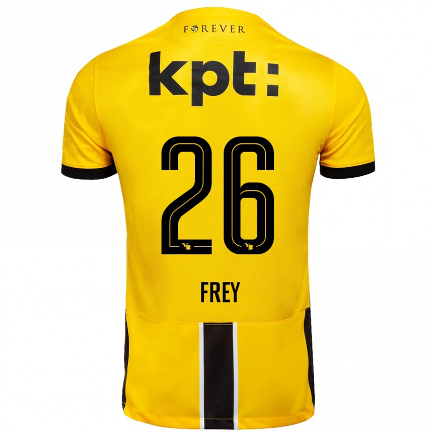 Kids Football Laura Frey #26 Yellow Black Home Jersey 2024/25 T-Shirt Uk