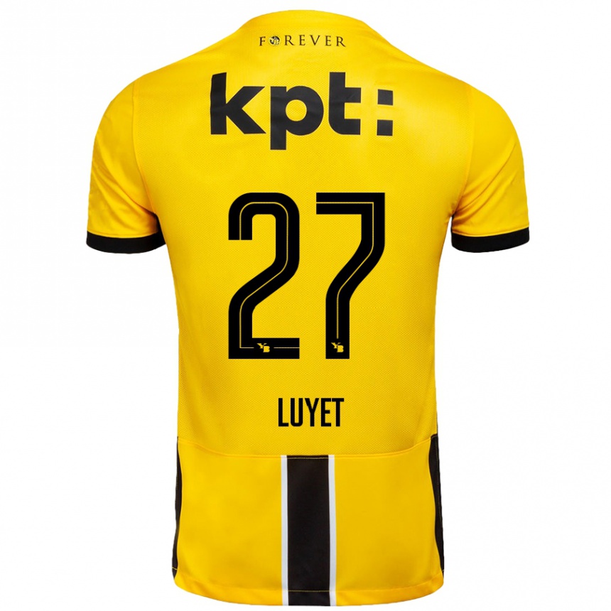 Kids Football Naomi Luyet #27 Yellow Black Home Jersey 2024/25 T-Shirt Uk