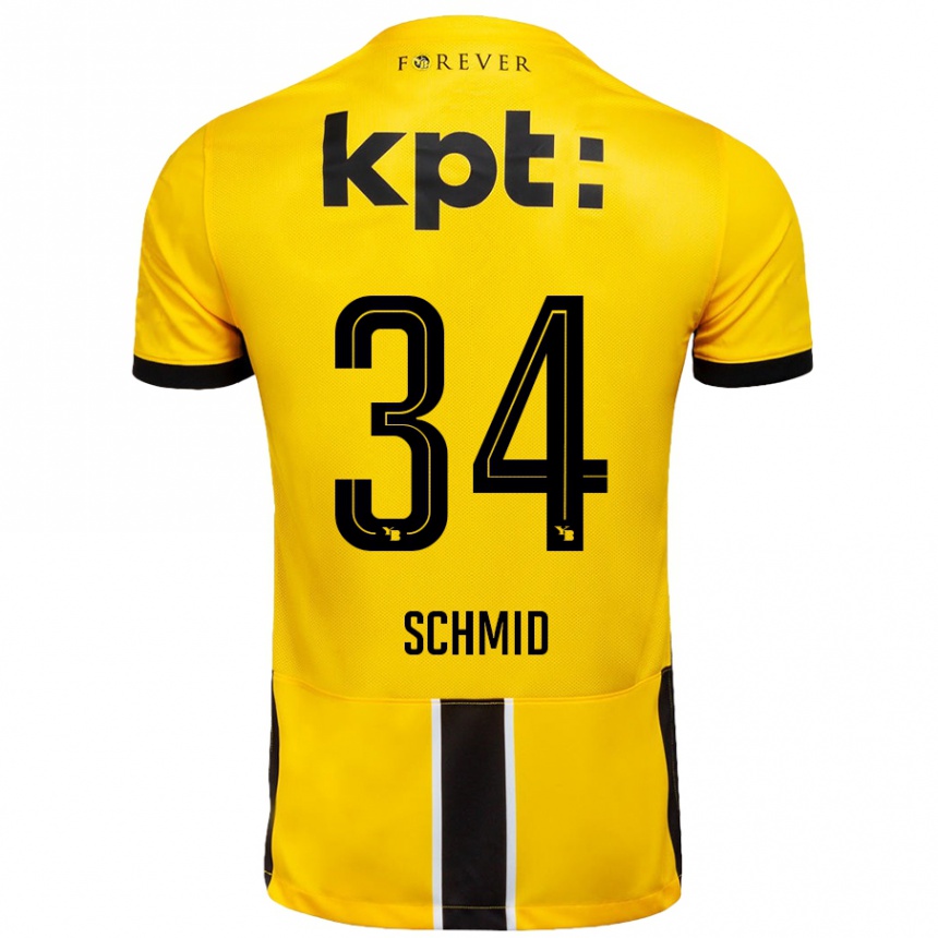 Kids Football Céline Schmid #34 Yellow Black Home Jersey 2024/25 T-Shirt Uk