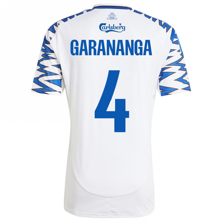 Kids Football Munashe Garananga #4 White Sky Blue Home Jersey 2024/25 T-Shirt Uk