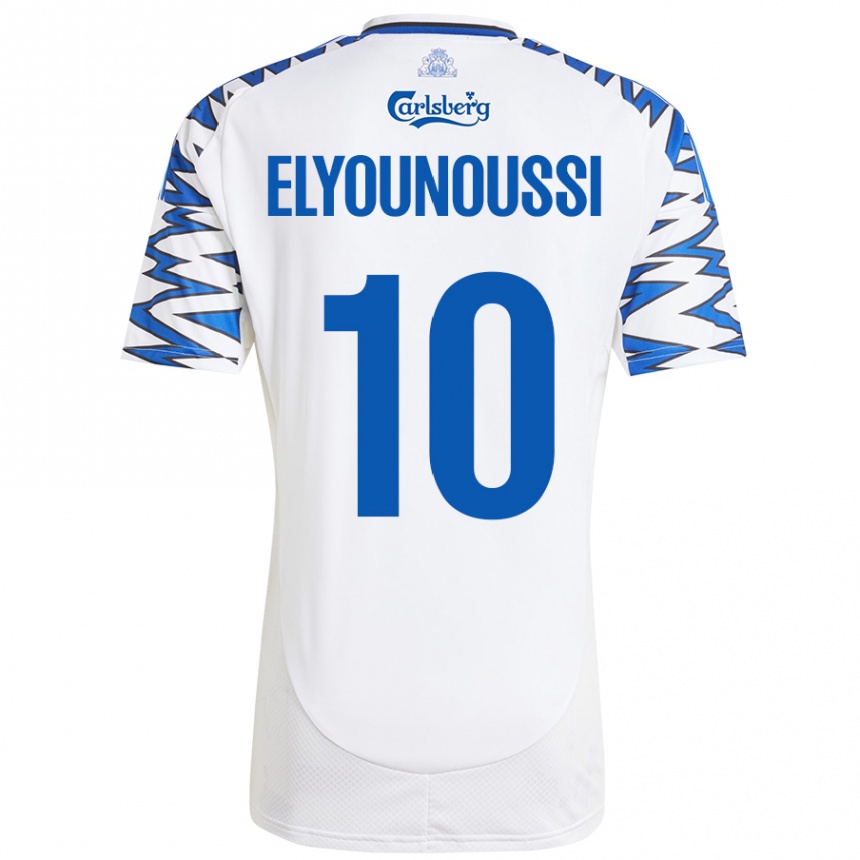 Kids Football Mohamed Elyounoussi #10 White Sky Blue Home Jersey 2024/25 T-Shirt Uk