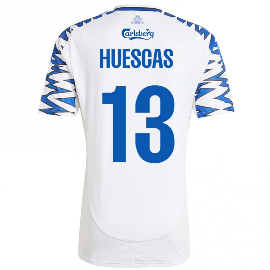 Kids Football Rodrigo Huescas #13 White Sky Blue Home Jersey 2024/25 T-Shirt Uk