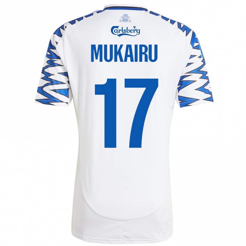 Kids Football Paul Mukairu #17 White Sky Blue Home Jersey 2024/25 T-Shirt Uk