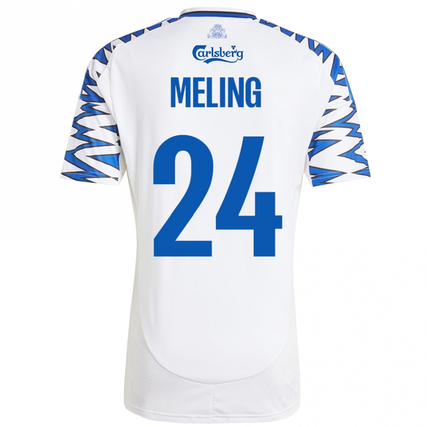 Kids Football Birger Meling #24 White Sky Blue Home Jersey 2024/25 T-Shirt Uk