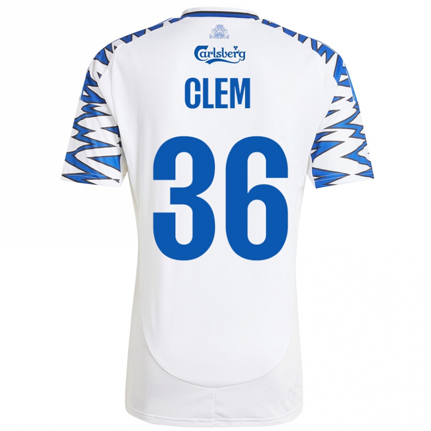 Kids Football William Clem #36 White Sky Blue Home Jersey 2024/25 T-Shirt Uk