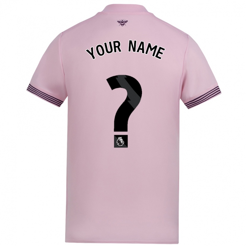 Kids Football Your Name #0 Pink Away Jersey 2024/25 T-Shirt Uk