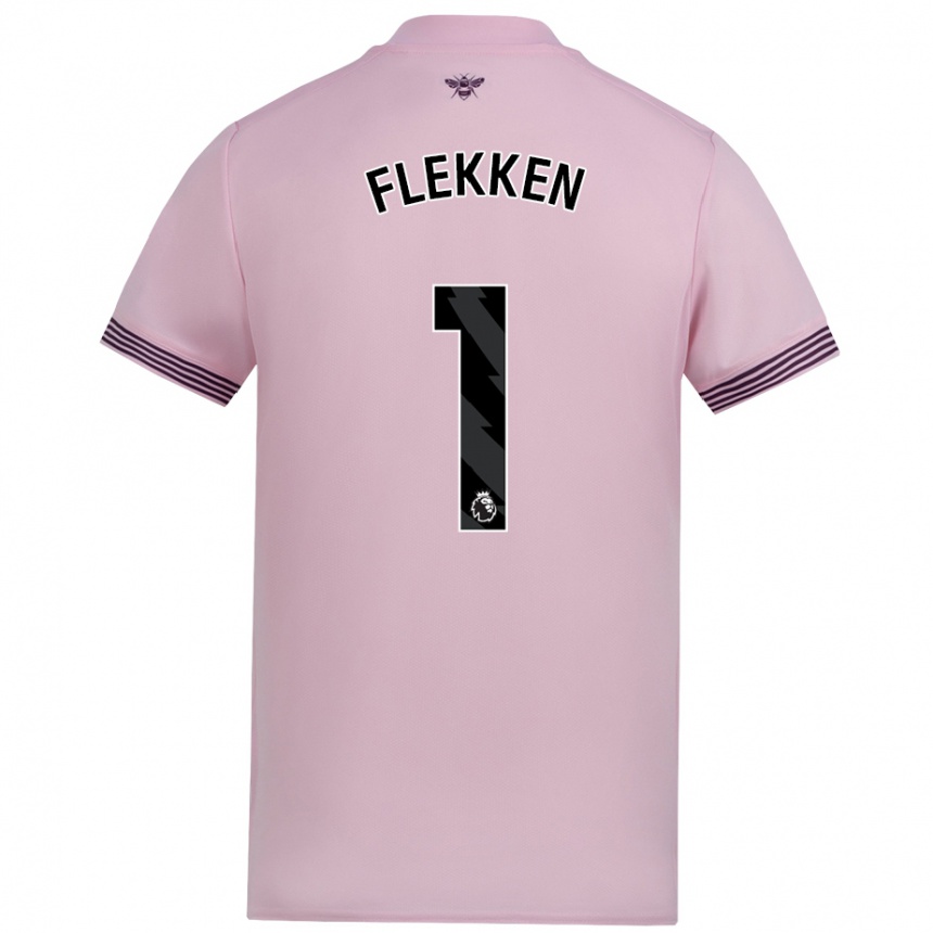 Kids Football Mark Flekken #1 Pink Away Jersey 2024/25 T-Shirt Uk