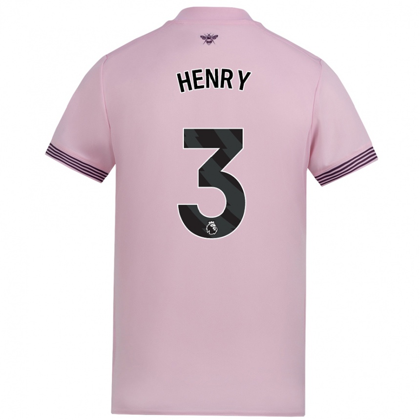 Kids Football Rico Henry #3 Pink Away Jersey 2024/25 T-Shirt Uk