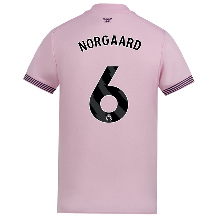 Kids Football Christian Nørgaard #6 Pink Away Jersey 2024/25 T-Shirt Uk