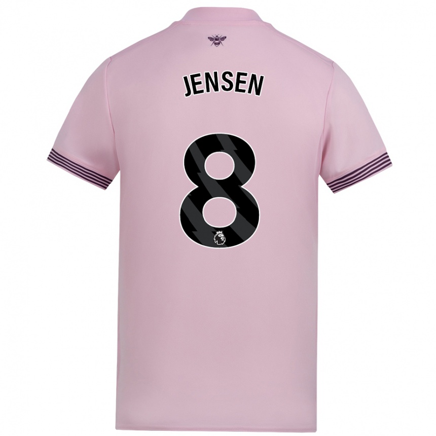 Kids Football Mathias Jensen #8 Pink Away Jersey 2024/25 T-Shirt Uk