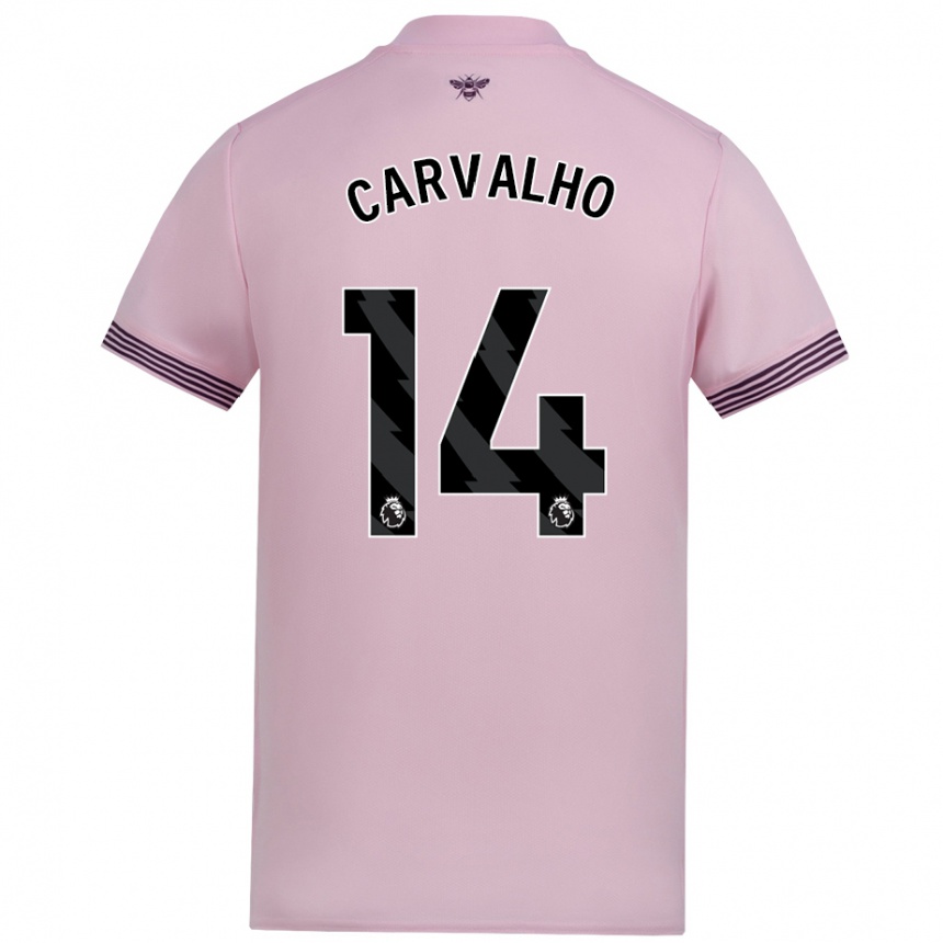 Kids Football Fabio Carvalho #14 Pink Away Jersey 2024/25 T-Shirt Uk