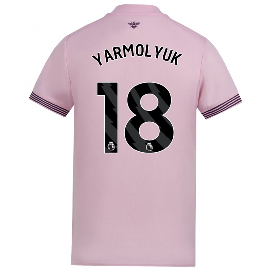 Kids Football Yegor Yarmolyuk #18 Pink Away Jersey 2024/25 T-Shirt Uk