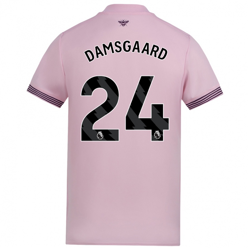 Kids Football Mikkel Damsgaard #24 Pink Away Jersey 2024/25 T-Shirt Uk