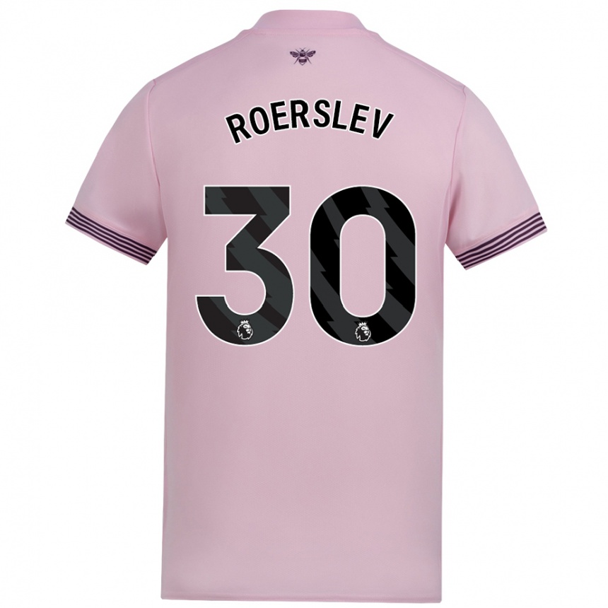 Kids Football Mads Roerslev #30 Pink Away Jersey 2024/25 T-Shirt Uk