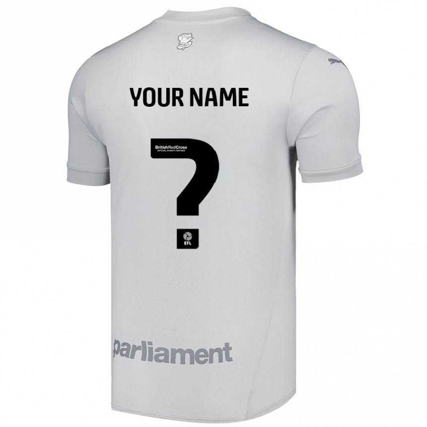 Kids Football Your Name #0 Silver Gray Away Jersey 2024/25 T-Shirt Uk