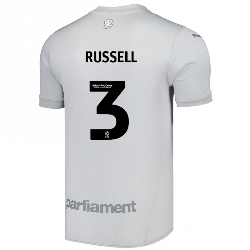 Kids Football Jon Russell #3 Silver Gray Away Jersey 2024/25 T-Shirt Uk