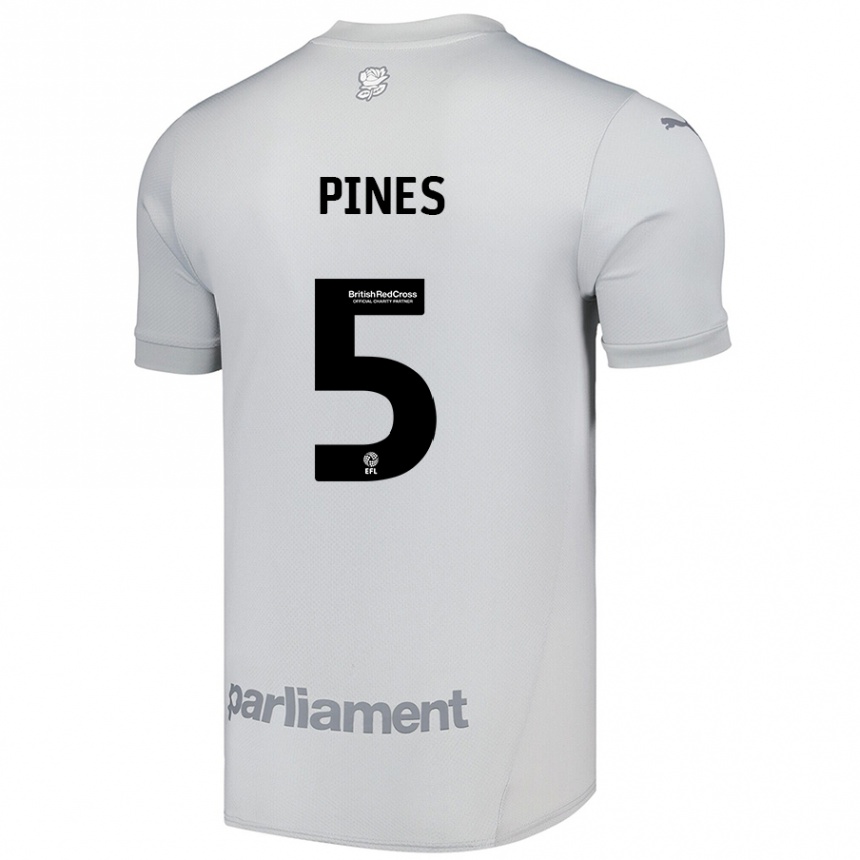 Kids Football Donovan Pines #5 Silver Gray Away Jersey 2024/25 T-Shirt Uk