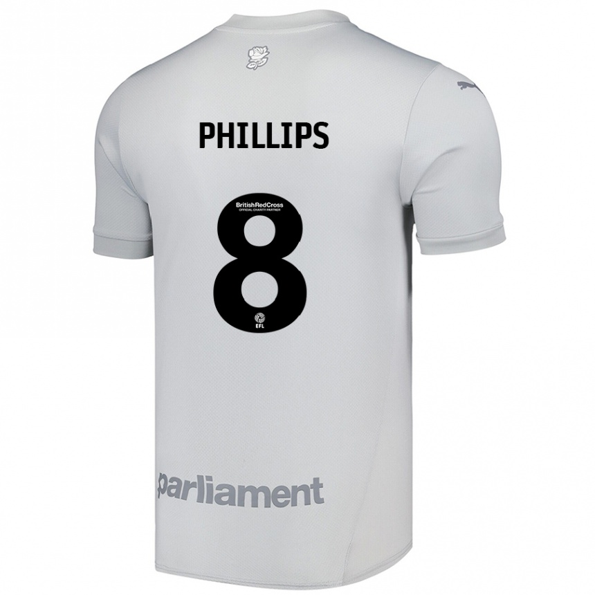 Kids Football Adam Phillips #8 Silver Gray Away Jersey 2024/25 T-Shirt Uk