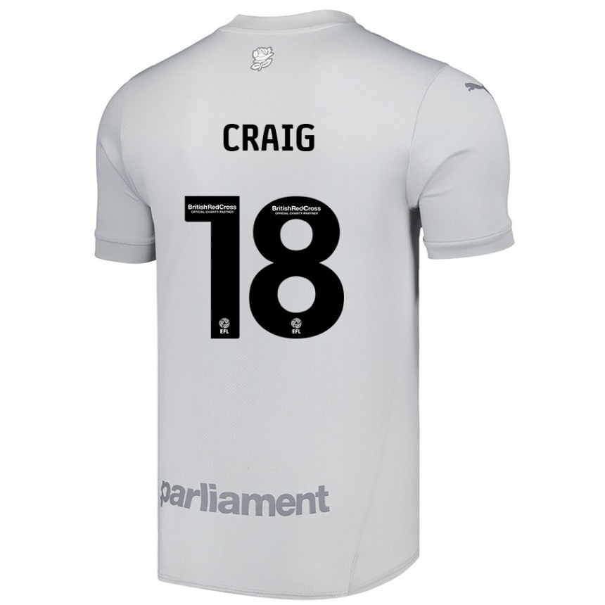 Kids Football Matthew Craig #18 Silver Gray Away Jersey 2024/25 T-Shirt Uk