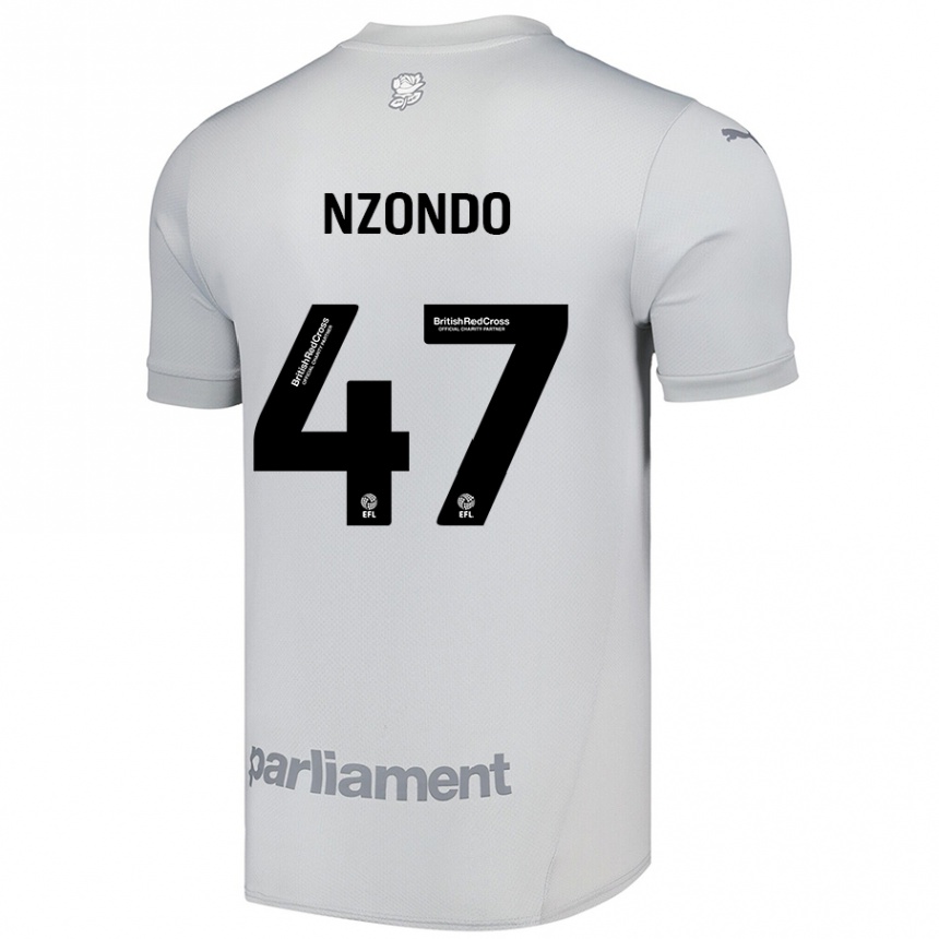 Kids Football Emmaisa Nzondo #47 Silver Gray Away Jersey 2024/25 T-Shirt Uk