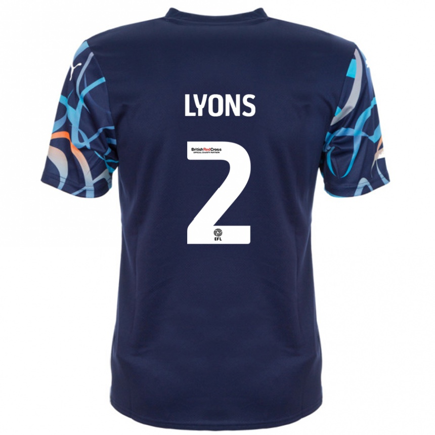 Kids Football Andy Lyons #2 Navy Blue Away Jersey 2024/25 T-Shirt Uk