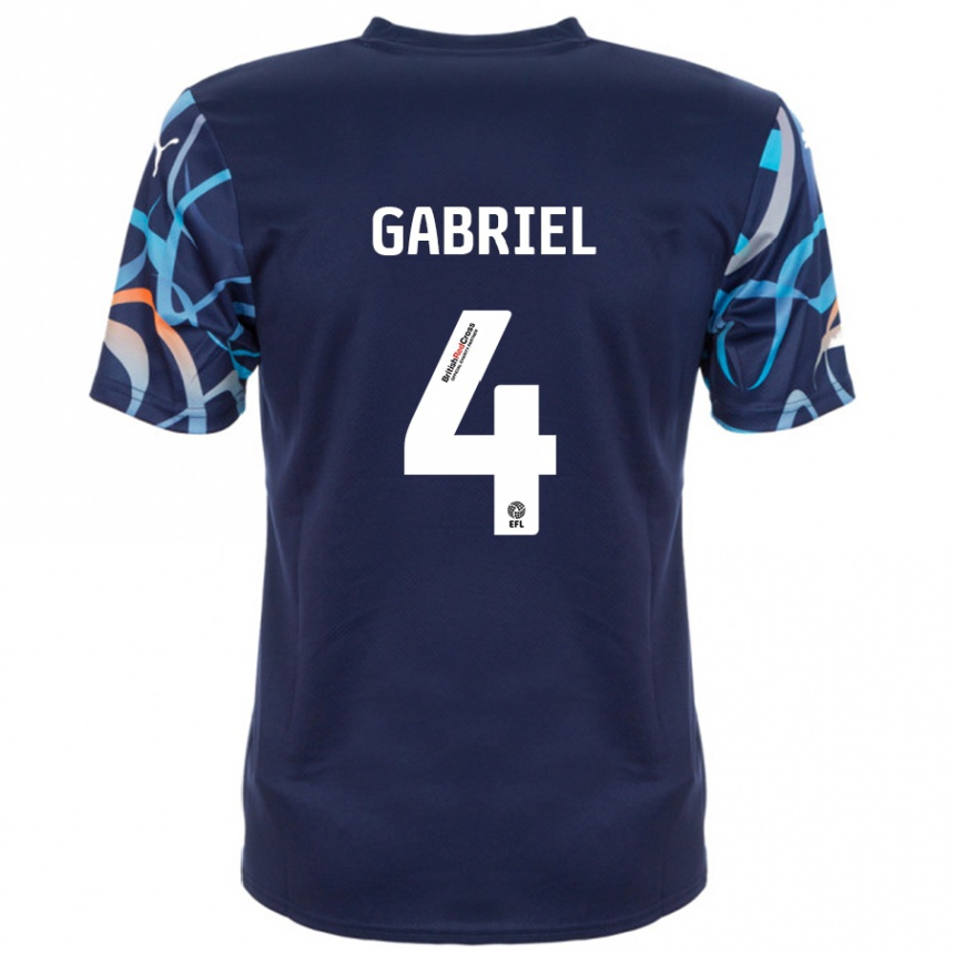 Kids Football Jordan Lawrence-Gabriel #4 Navy Blue Away Jersey 2024/25 T-Shirt Uk