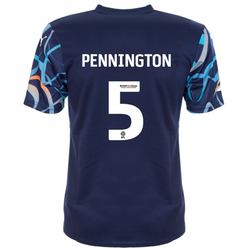 Kids Football Matthew Pennington #5 Navy Blue Away Jersey 2024/25 T-Shirt Uk