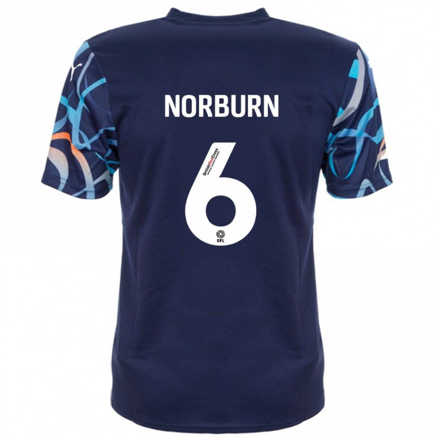 Kids Football Oliver Norburn #6 Navy Blue Away Jersey 2024/25 T-Shirt Uk