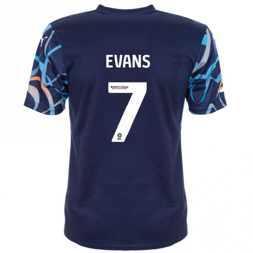 Kids Football Lee Evans #7 Navy Blue Away Jersey 2024/25 T-Shirt Uk