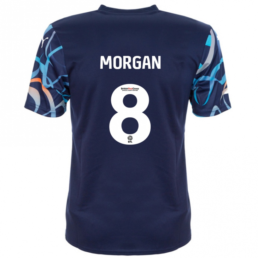 Kids Football Albie Morgan #8 Navy Blue Away Jersey 2024/25 T-Shirt Uk