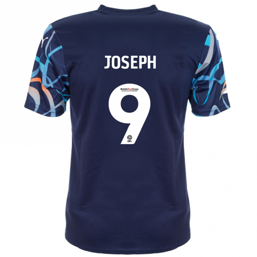 Kids Football Kyle Joseph #9 Navy Blue Away Jersey 2024/25 T-Shirt Uk